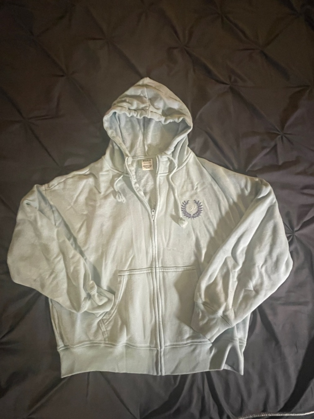PINK Victoria's Secret Pale Blue Zip-Up Hoodie. Like New! - Picture 2 of 9